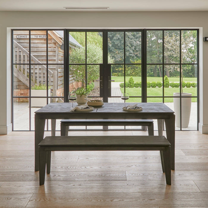 Ethan Rectangular Dining Table with 2 Ethan Dining Benches - Ash Grey Mango Wood - Laura James