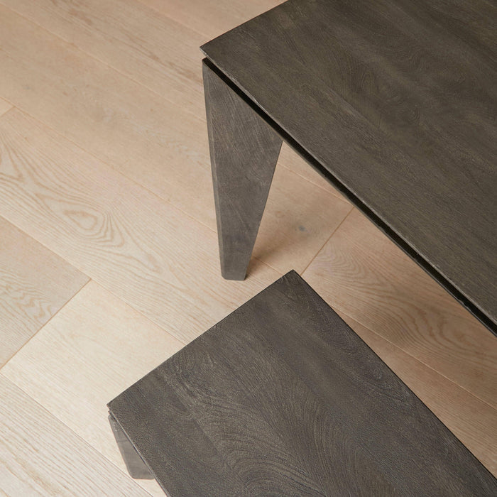 Ethan Rectangular Dining Table with 2 Ethan Dining Benches - Ash Grey Mango Wood - Laura James