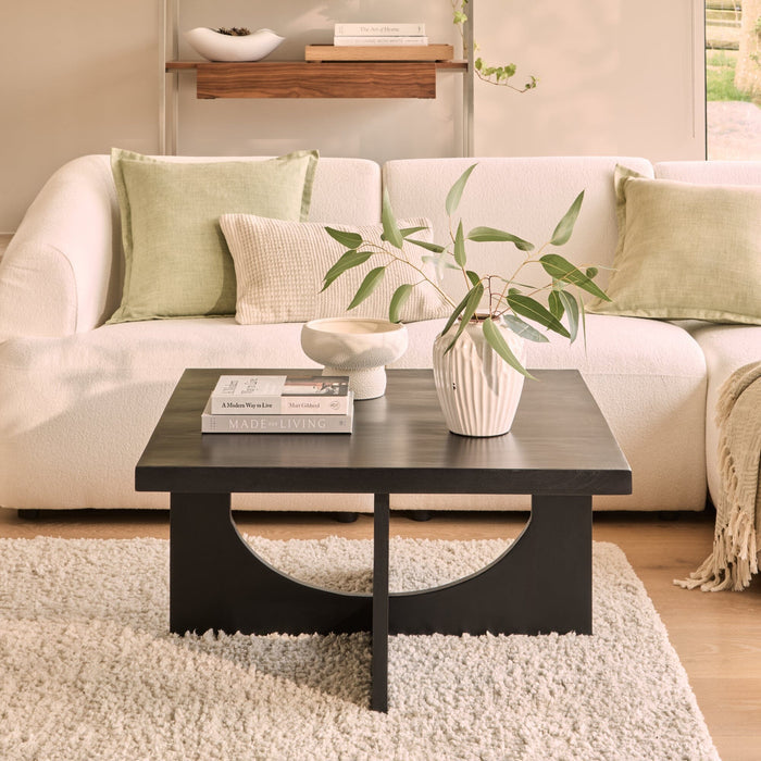 Ethan Mango Wood Square Coffee Table - Jet Black - Laura James