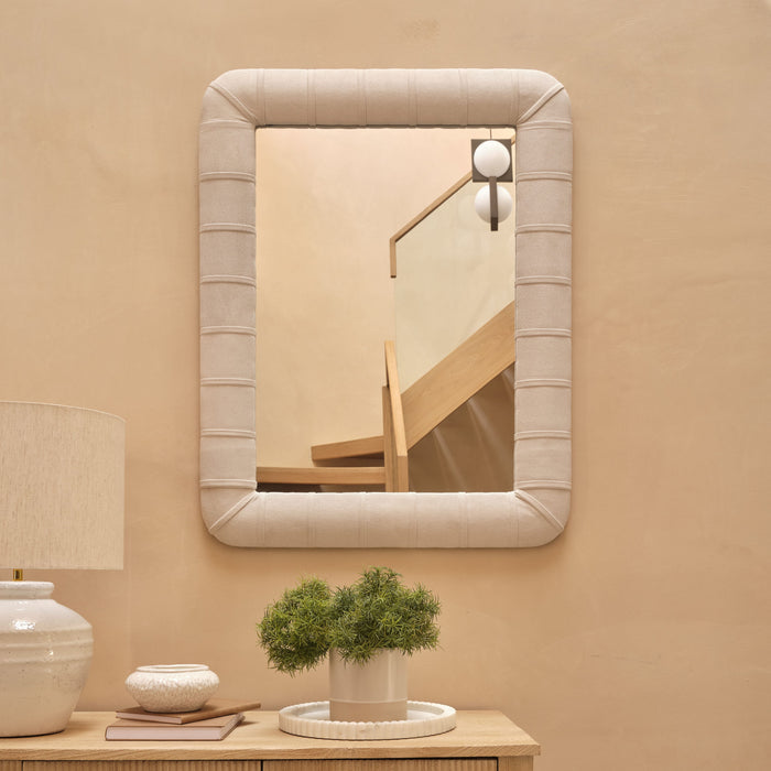 Etta 70x50cm Upholstered Wall Mirror - Ivory - Laura James