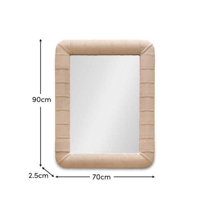 Etta 70x50cm Upholstered Wall Mirror - Ivory - Laura James