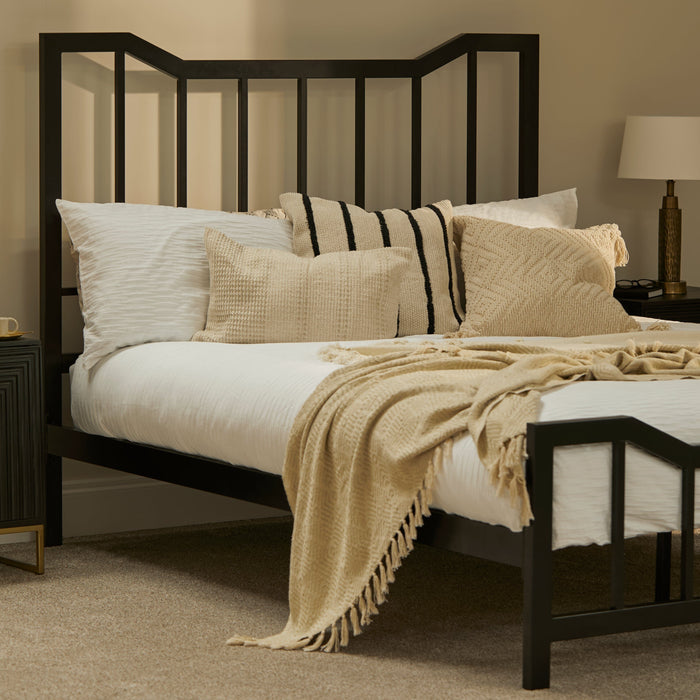 Evedon 50x50cm Cotton Cushion Cover - Black & Natural