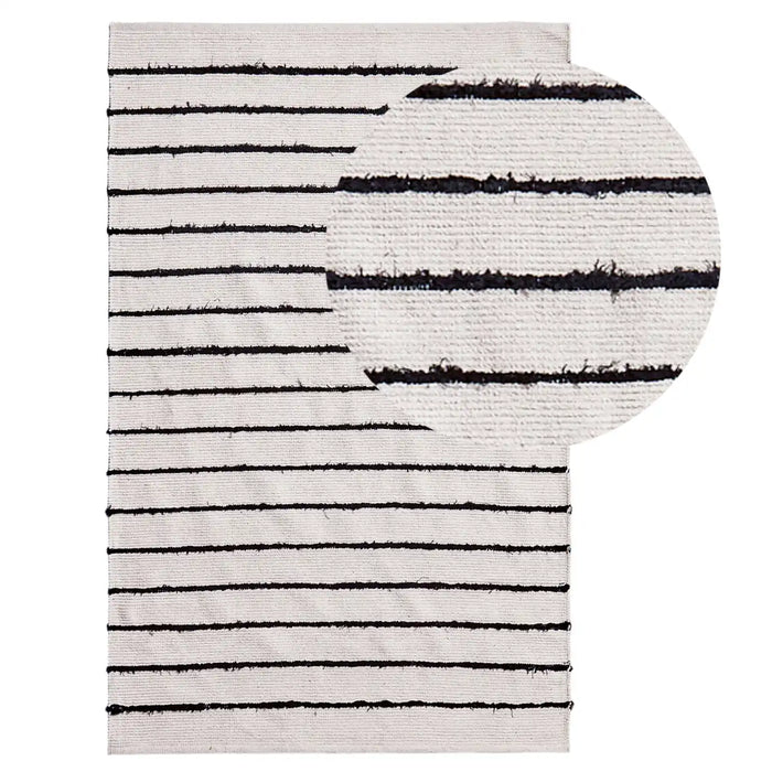 Evedon Striped Black Cotton Rug - 120x170cm - Laura James