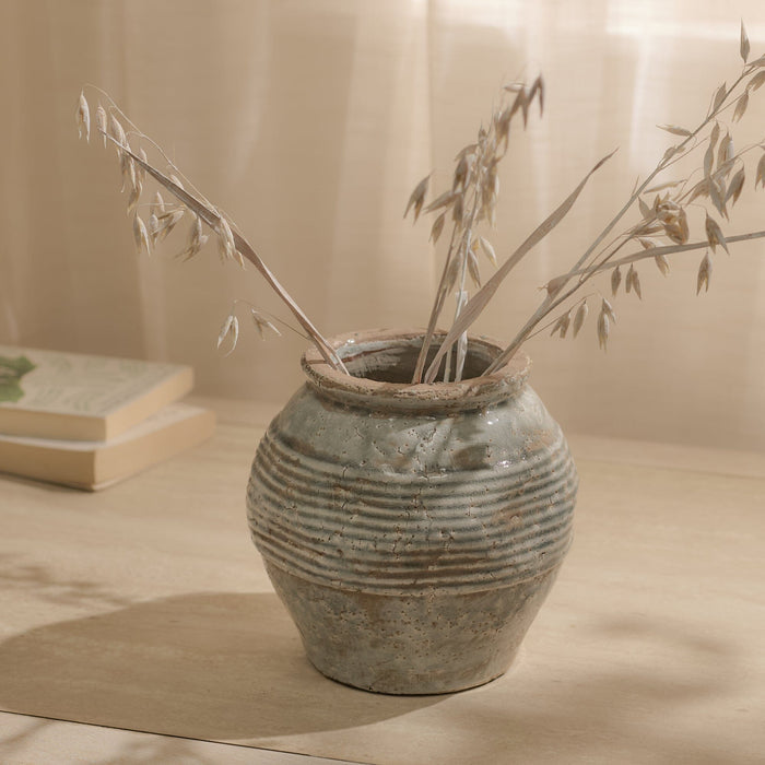 Evora 16cm Ceramic Vase - Sea Blue - Laura James