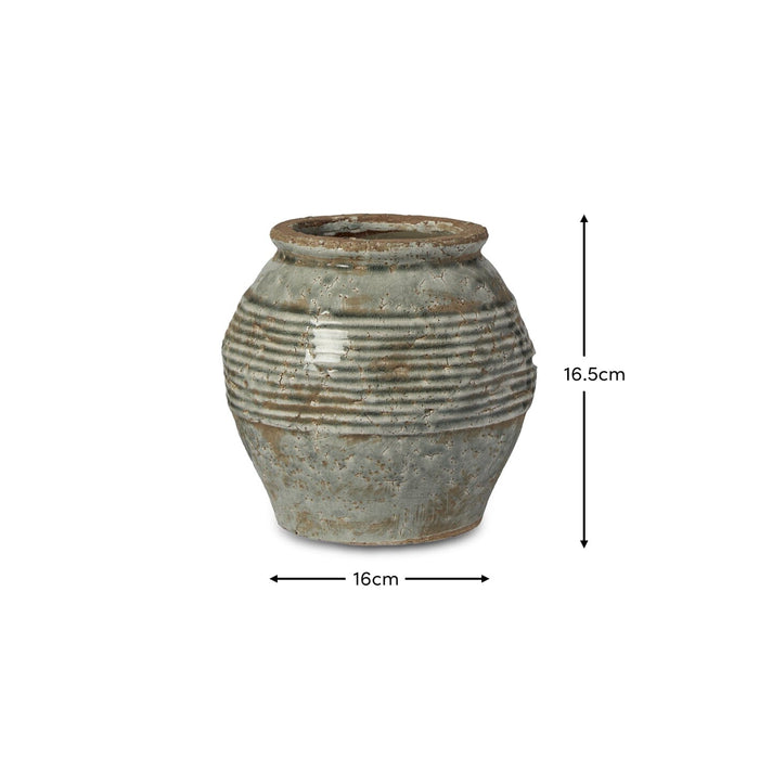 Evora 16cm Ceramic Vase - Sea Blue DIMS - Laura James