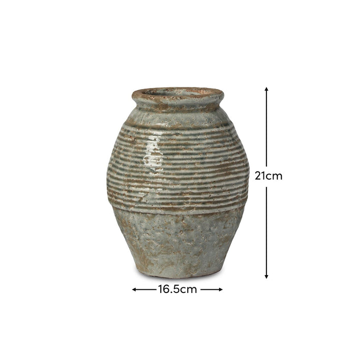 Evora 21cm Ceramic Vase - Sea Blue DIMS - Laura James