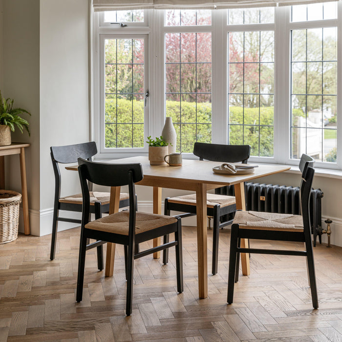 Faye black woven dining chairs