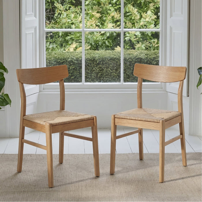 Faye Pale Oak Wooden Woven Chairs - Set of 2 - Laura James