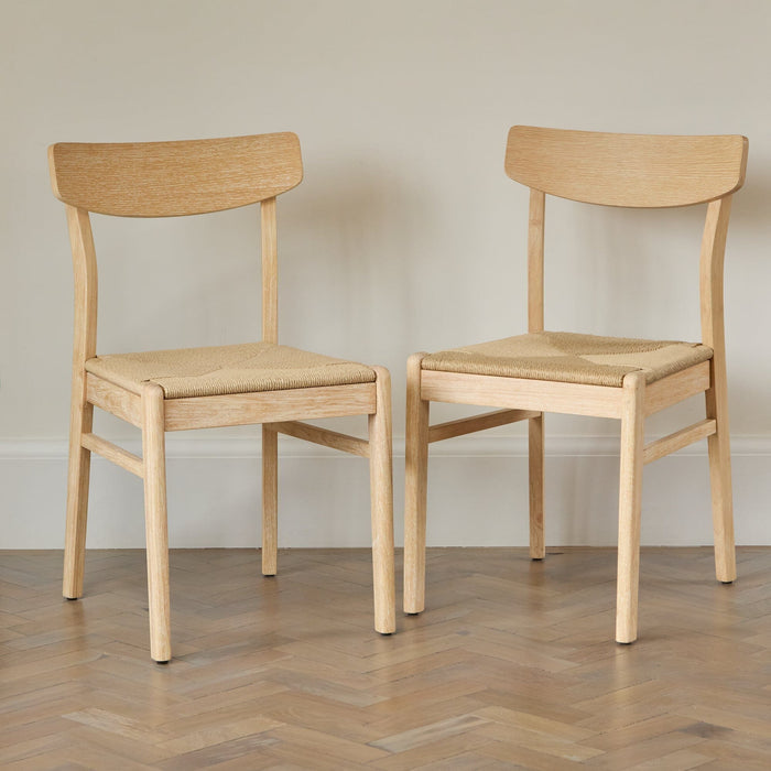 Faye Whitewash Oak Dining Chairs - Set of 2 - Laura James