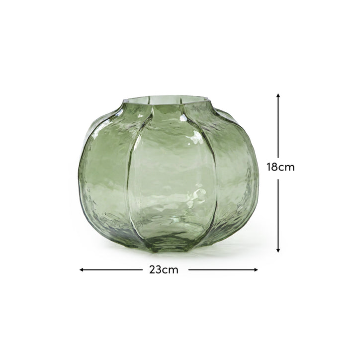 Ferrara 18cm Glass Vase - Olive Green - Laura James