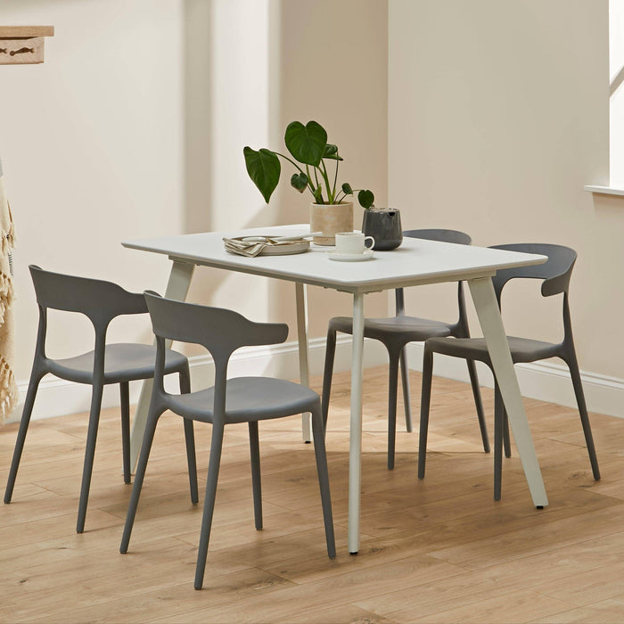 Finn 4 Seater dining set with grey chairs - 120cm - pure white - Laura James