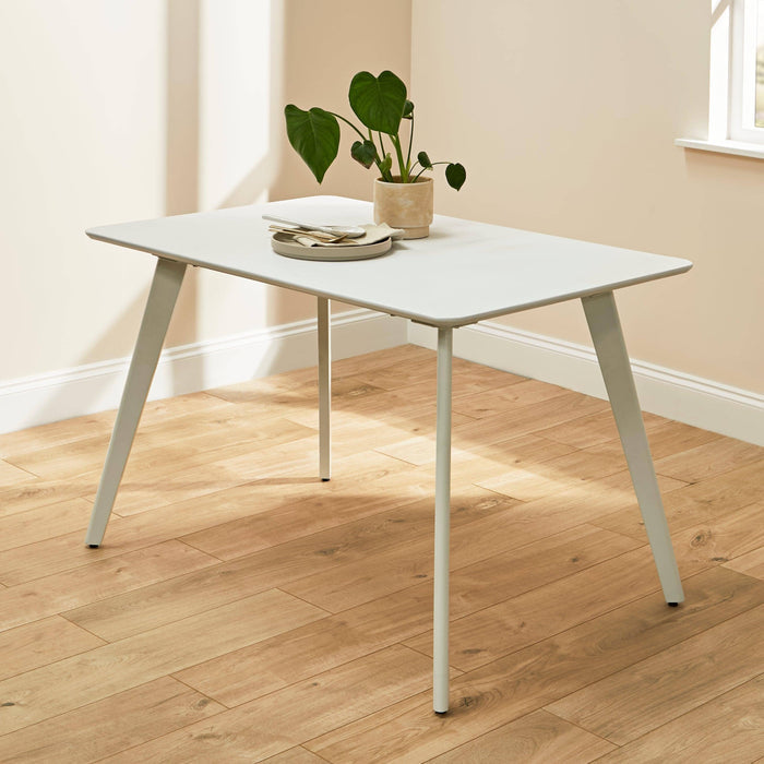 Finn 4 Seater dining set with grey chairs - 120cm - pure white - Laura James