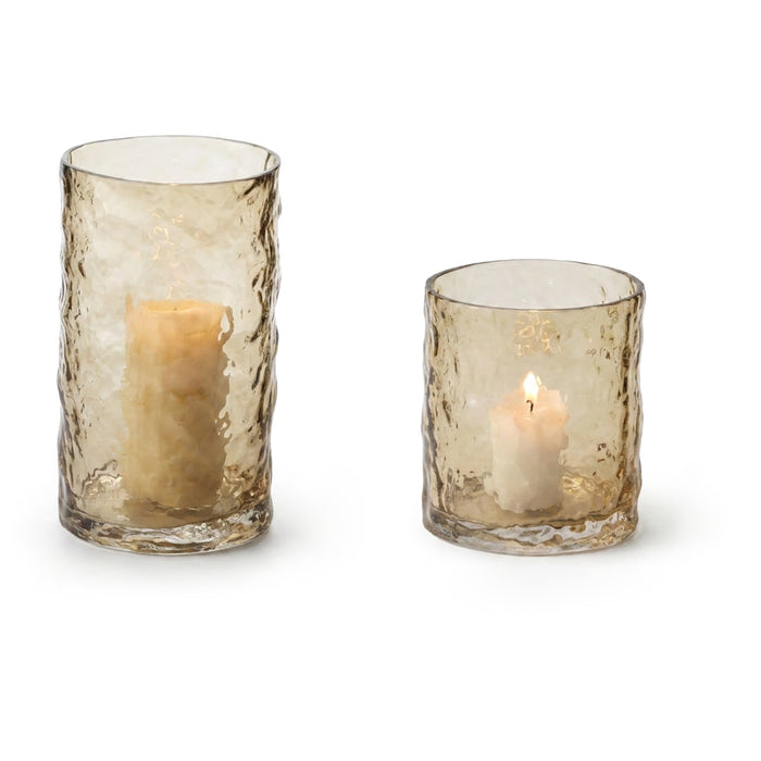 Fiorana Glass Hurricane - Set of 2 - Driftwood - Laura James