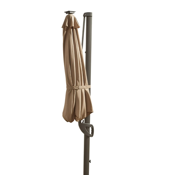 Fira Cappuccino LED Parasol - 2.5m Square Cantilever - Laura James