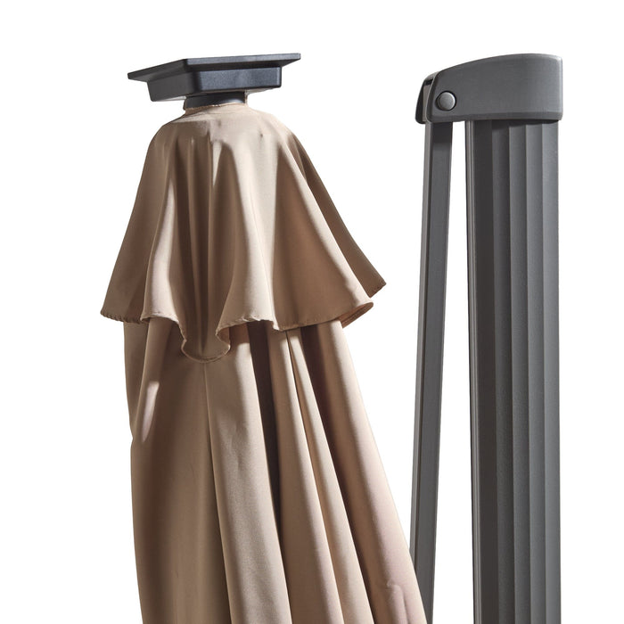 Fira Cappuccino LED Parasol - 2.5m Square Cantilever - Laura James