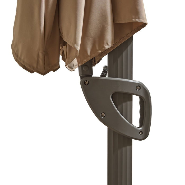 Fira Cappuccino LED Parasol - 2.5m Square Cantilever - Laura James