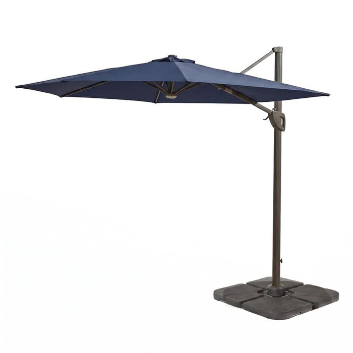 Fira Dark Blue Cantilever Parasol - 2.5m Square with Quartered Base