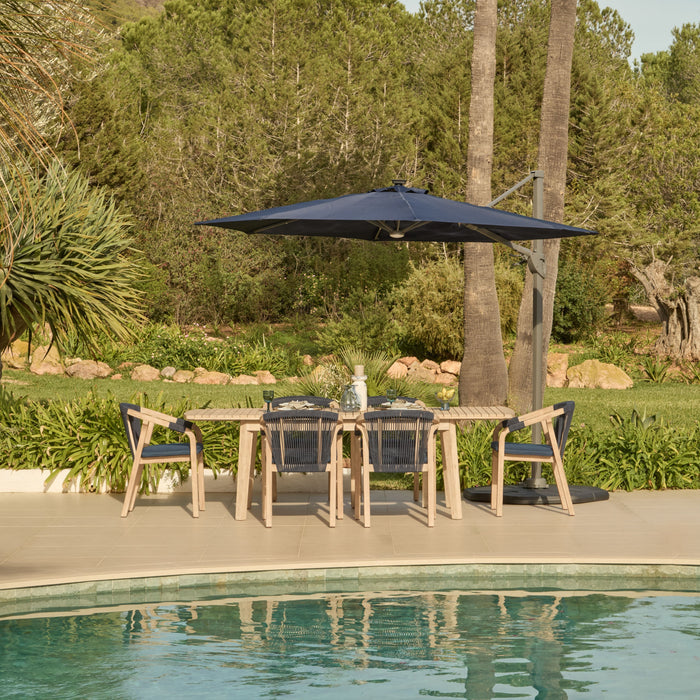 Fira Dark Blue LED Parasol - 2.5m Square Cantilever - Laura James