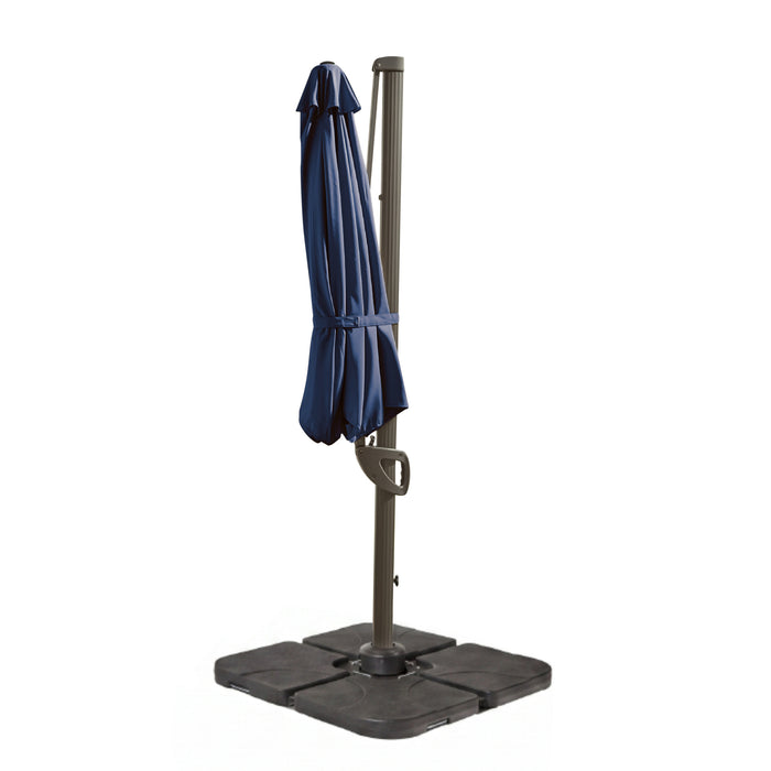 Fira Dark Blue Cantilever Parasol - 2.5m Square with Quartered Base