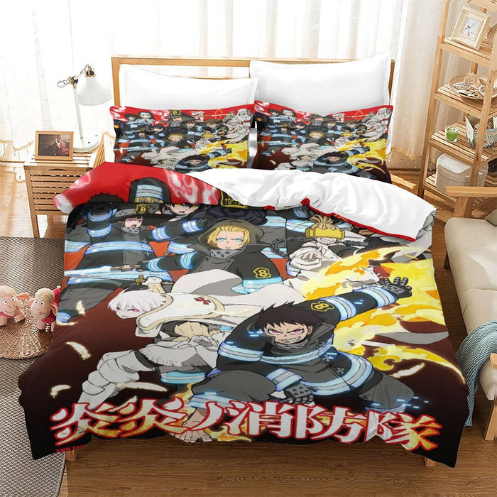 Fire Force Bedding Set Pattern Quilt Cover Without Filler