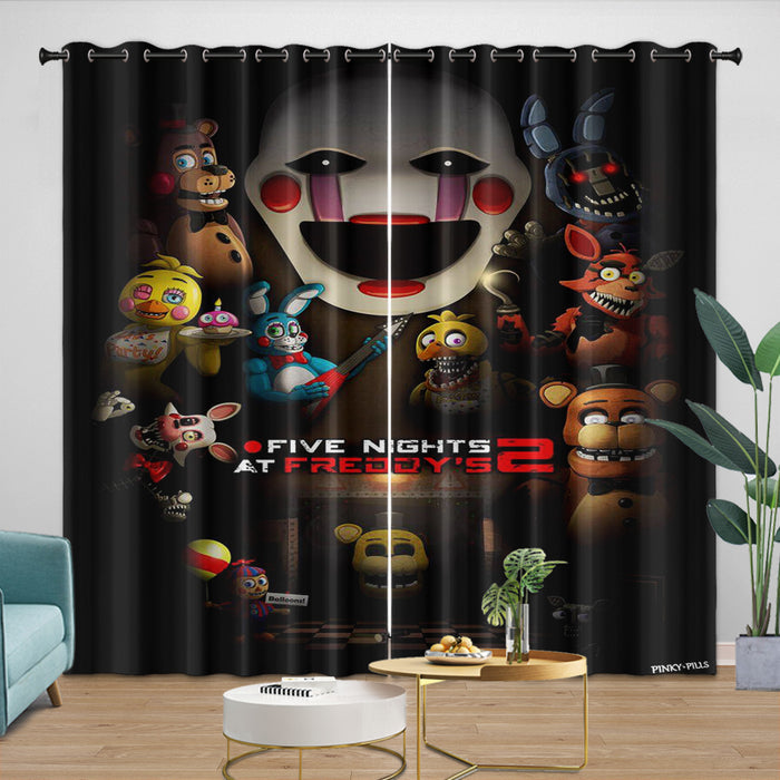Five Nights at Freddy's 2 Curtains Blackout Window Drapes Room Decoration