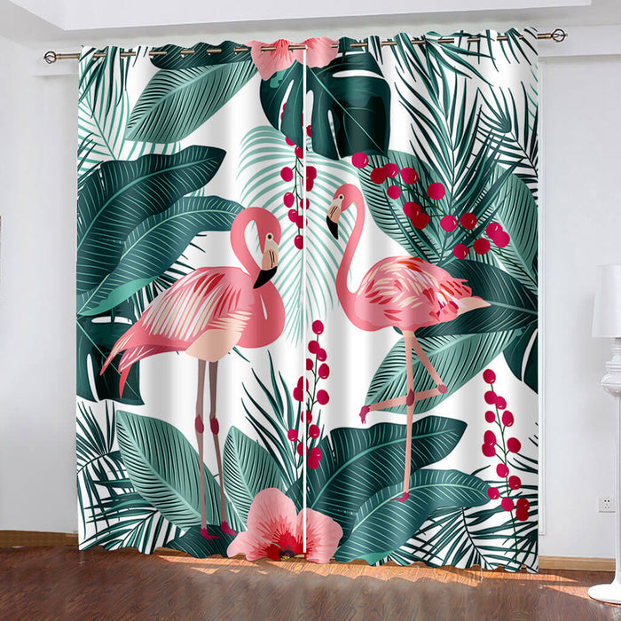 Flamingo Curtains Pattern Blackout Window Drapes