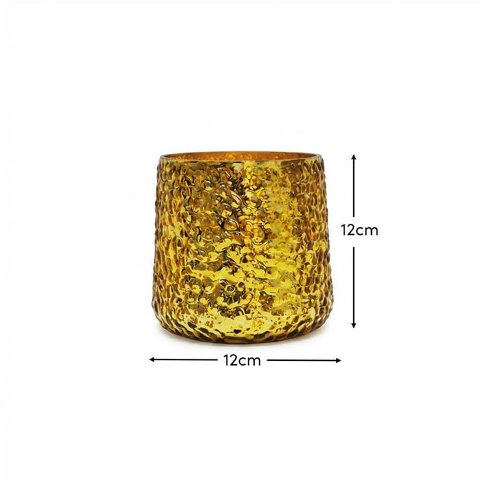 Flivik 12cm Glass Tea Light Holder - Gold