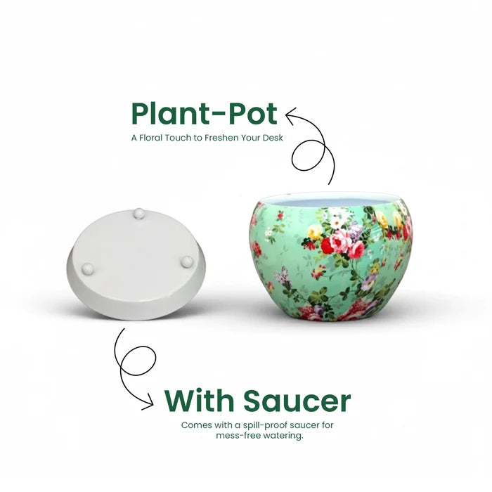 Flora Metal Pot with Saucer Metal Planter Urban Plant