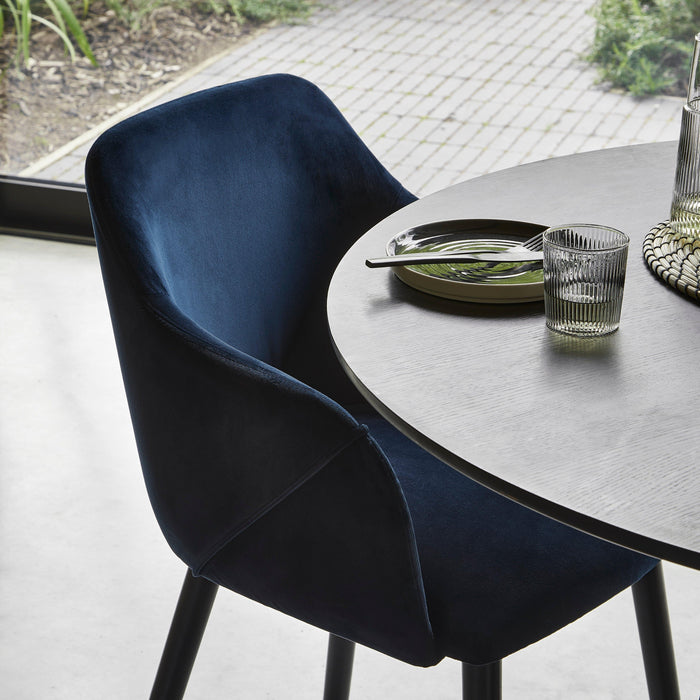 Freya armchairs - set of 2 - blue velvet and black - Laura James