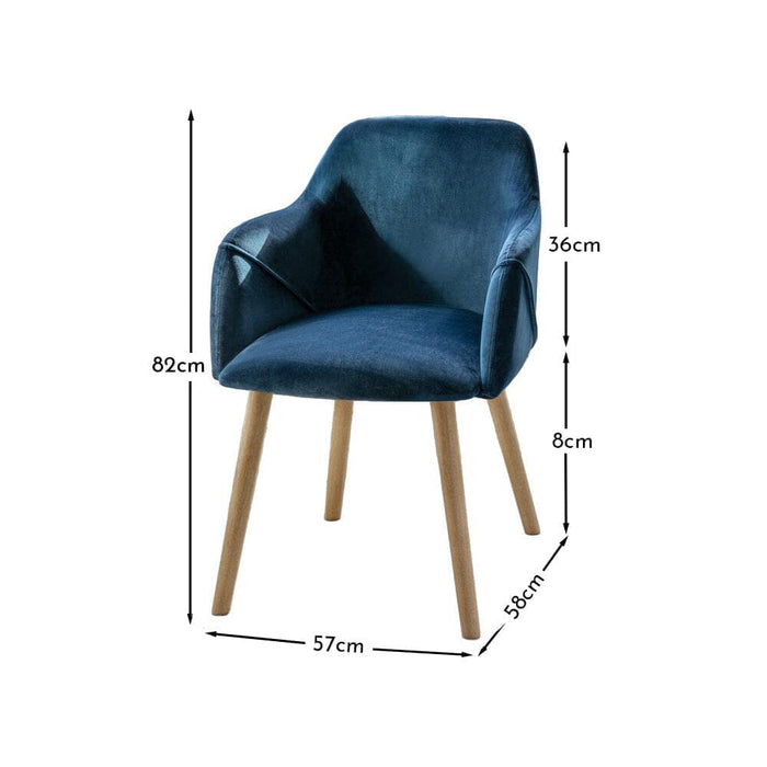 Freya Ink Blue Dining Armchairs - Set of 2 - Chalked Mangowood Legs - Laura James