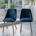 Freya Ink Blue Dining Chairs - Set of 2 - Chalked Mango Wood Legs - Laura James