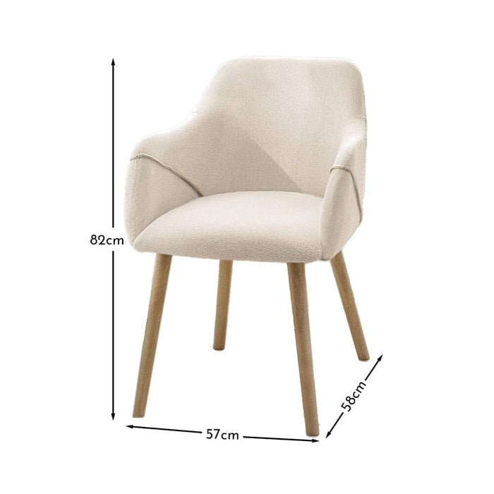 Freya Light Beige Dining Armchairs - Set of 2 - Chalked Mangowood Legs - Laura James