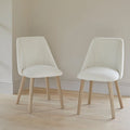 Freya Light Beige Dining Chairs - Set of 2 - Chalked Mango Wood Legs - Laura James