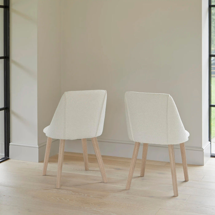 Freya Light Beige Dining Chairs - Set of 2 - Chalked Mango Wood Legs - Laura James