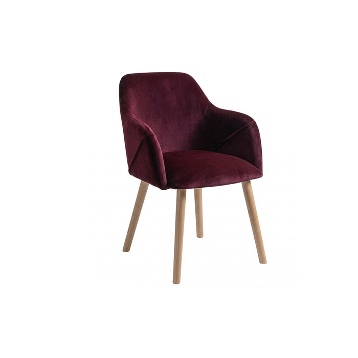 Freya Burgundy Red Armchairs - Set of 2 - Whitewash Legs - Laura James