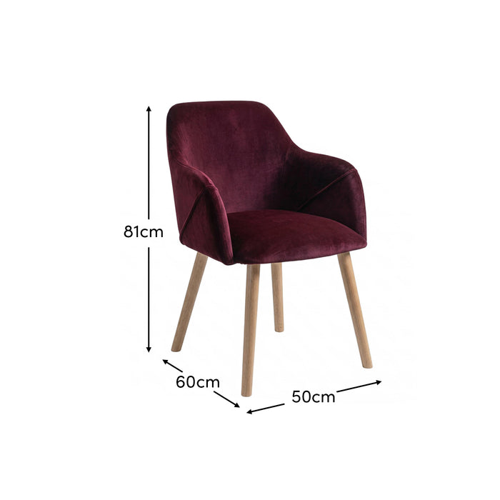Freya Burgundy Red Armchairs - Set of 2 - Whitewash Legs - Laura James