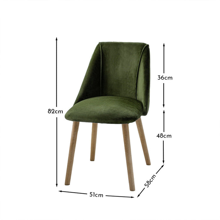 Freya Fern Green Dining Chairs - Set of 2 - Chalked Mango Wood Legs - Laura James