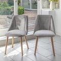 Freya dining chairs - set of 2 - grey velvet and oak