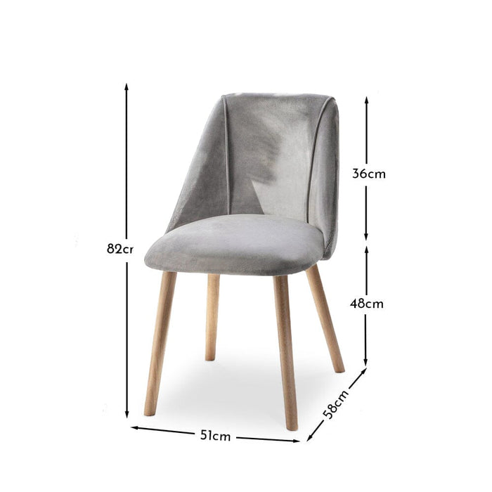Freya Dining Set Of 2 Grey Velvet with Whitewash Legs - Laura James
