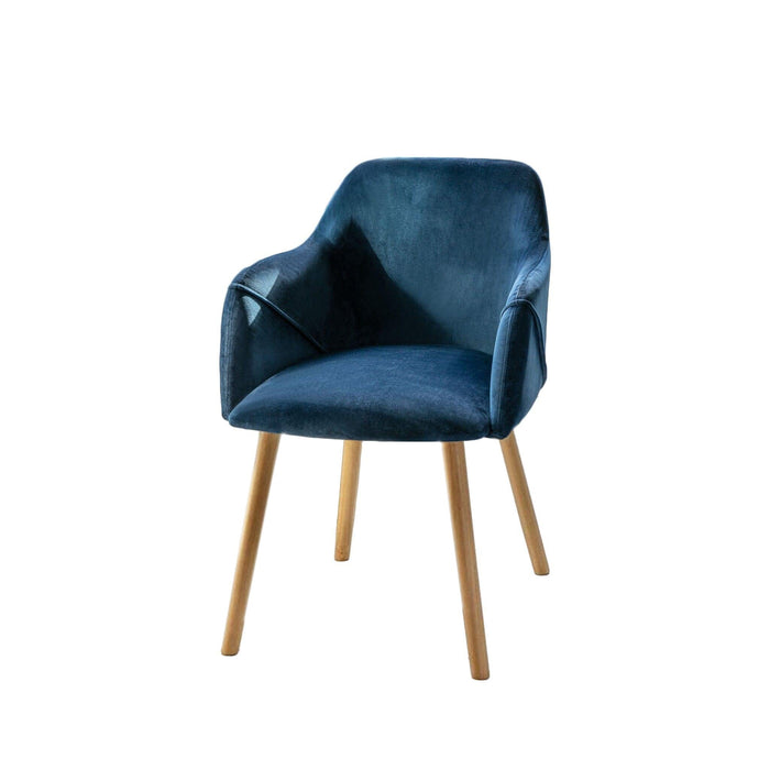 Freya Ink Blue Armchairs - Set of 2 - Pale Oak Legs - Laura James