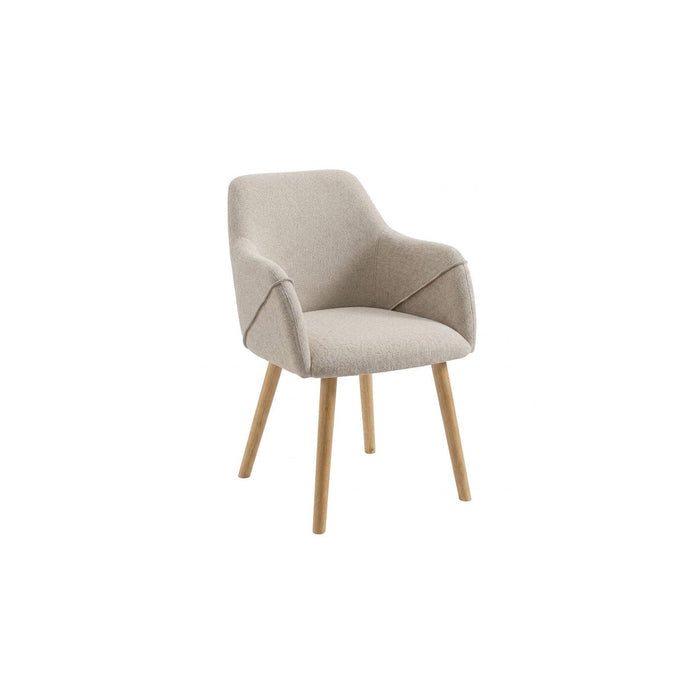 Freya Light Beige Dining Chairs - Set of 2 - Pale Oak Legs - Laura James