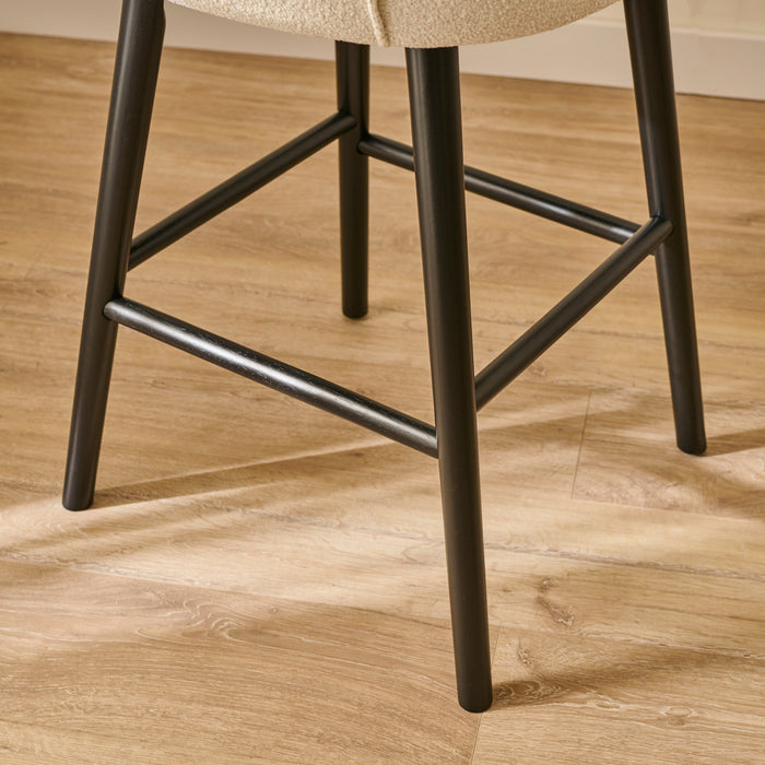 Freya Bar Stool - Light Beige Boucle - Black Legs - Laura James