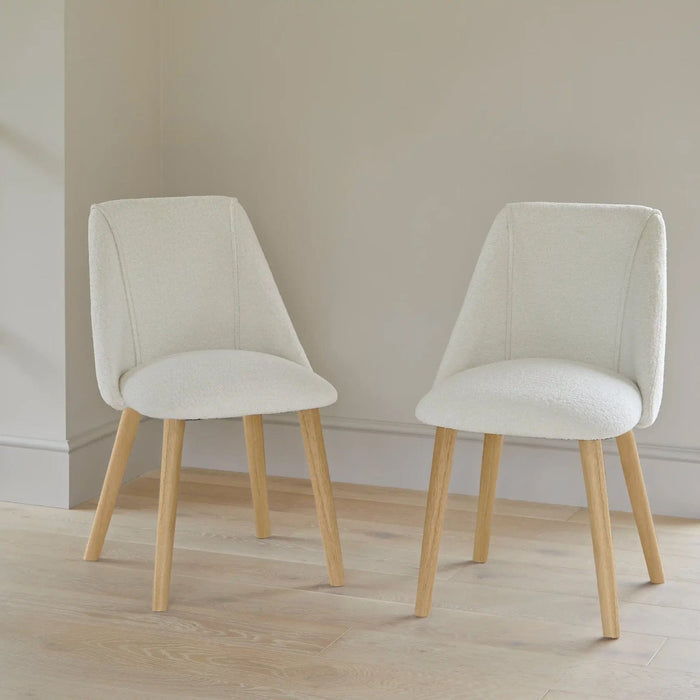 Freya Light Beige Dining Chairs - Set of 2 - Pale Oak Legs