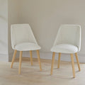 Freya Light Beige Dining Chairs - Set of 2 - Pale Oak Legs