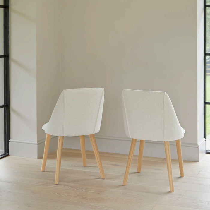 Freya Light Beige Dining Chairs - Set of 2 - Pale Oak Legs