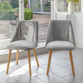 Freya Mist Grey Dining Chairs - Set of 2 - Pale Oak Legs - Laura James