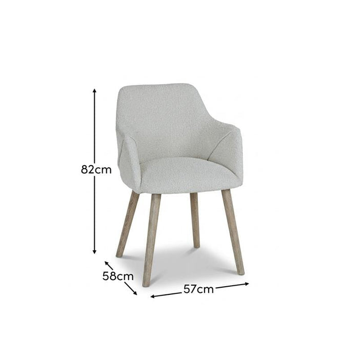 Freya Oat Boucle Armchair - Set of 2 - Whitewash Oak Legs - Laura James