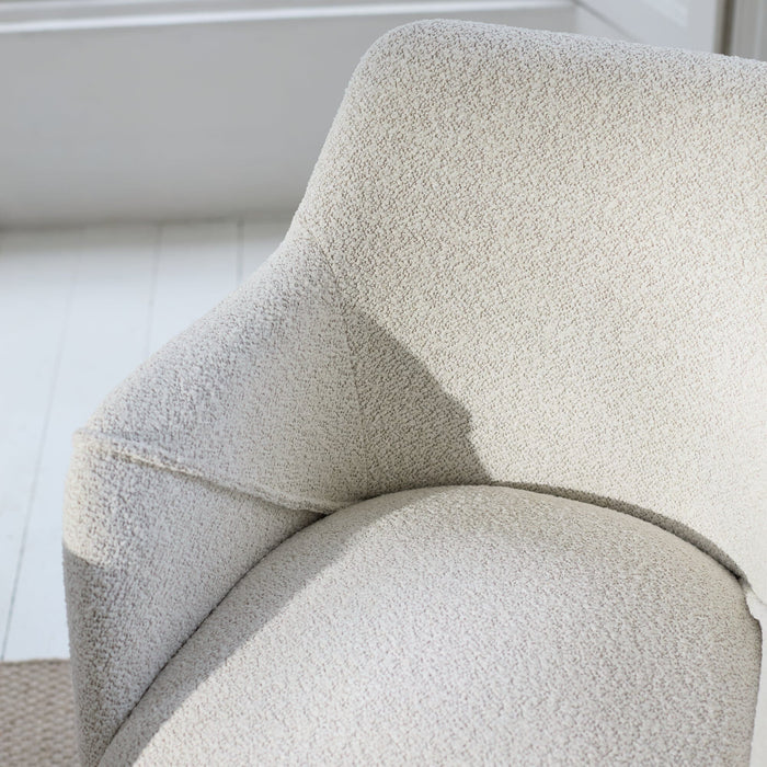 Freya Oat Boucle Dining Armchairs - Set of 2 - Chalked Mango Wood Legs - Laura James