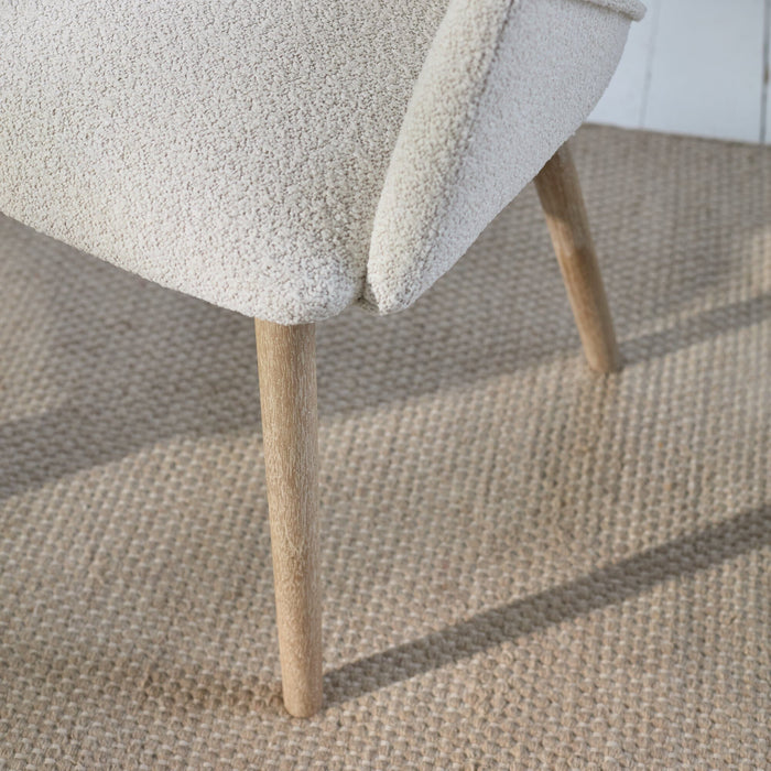 Freya Oat Boucle Dining Armchairs - Set of 2 - Chalked Mango Wood Legs - Laura James