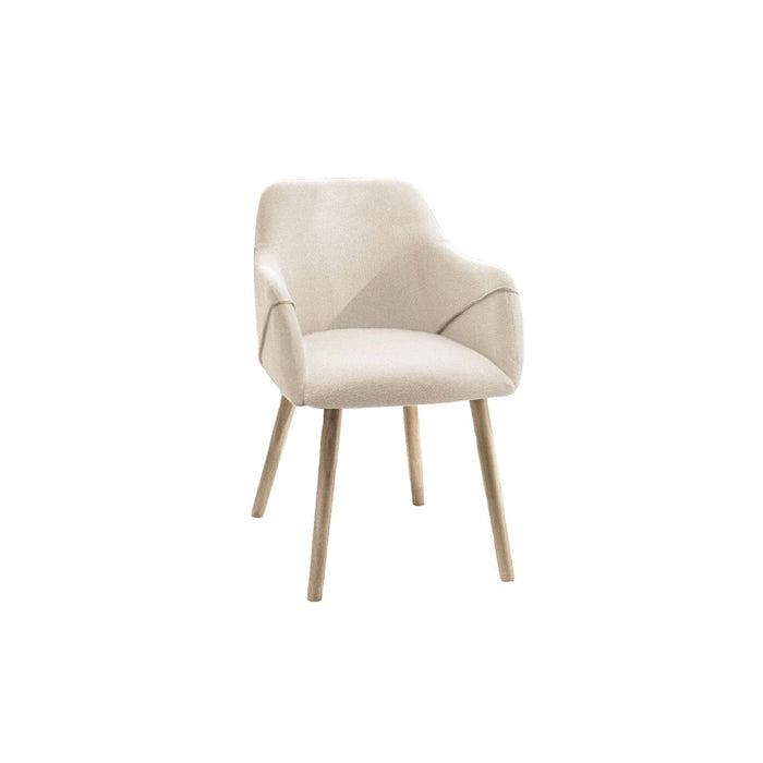 Freya Oat Boucle Dining Armchairs - Set of 2 - Chalked Mangowood Legs - Laura James